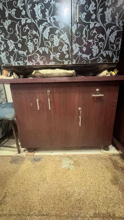  Multi-Purpose Wooden Storage Iron stand with Wheels & Locks