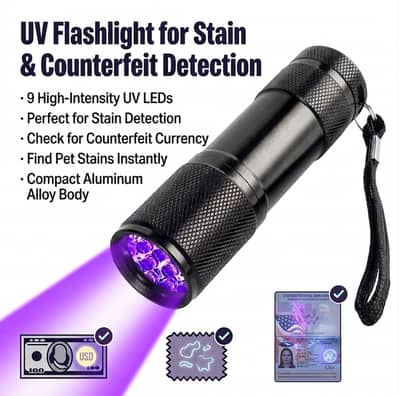 9 LED Mini UV Torch – Powerful UV Black Light Flashlight