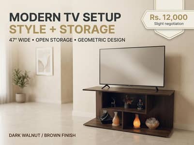Lightly Used Modern TV Console | Media Table | Dark Brown