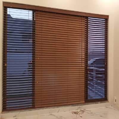 Wooden Blind/ Zebra Blinds | Wooden Floor | Feature wall |  Logo blind