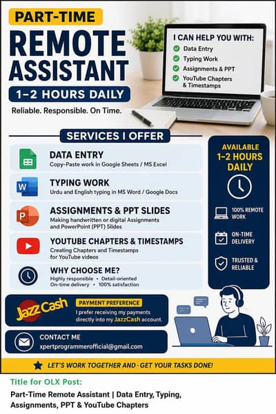 Part time remote assistant