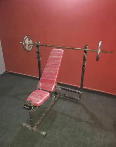 8 in 1 Gym Bench with 50kg Plates and straight rod