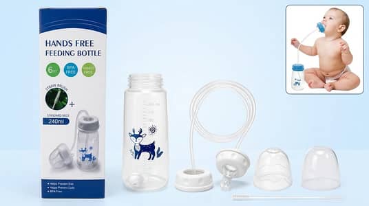 240ml Hands-Free Baby Feeding Bottle BPA Free | Anti-Colic|with Straw