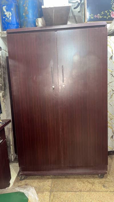  Premium 2-Door Wooden Wardrobe (6x4 ft) – Extra Storage & Wheels