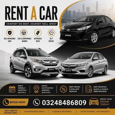 Rent a Car Honda BRv & Honda City, Yaris for Trips & Tours