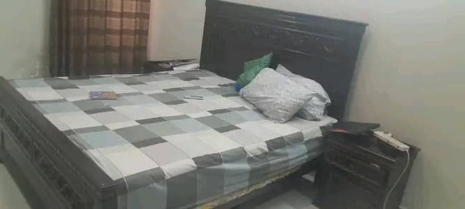 king size wooden bed and side tables for sale without mattress