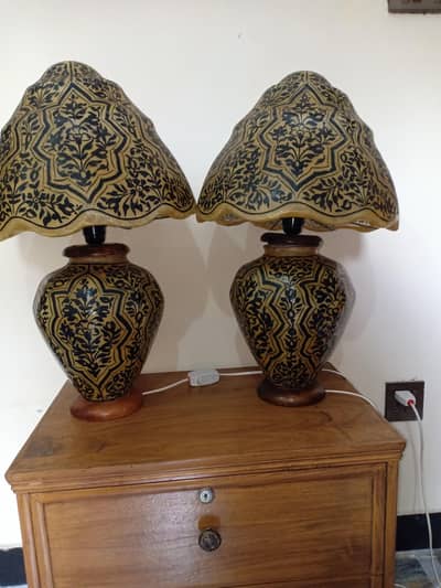 camel skin lamps (two lamps)