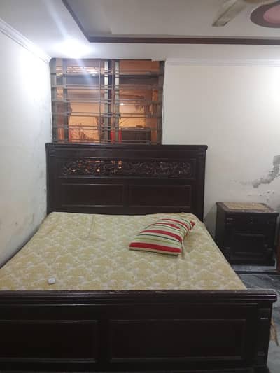 wooden king size bed with 2 side tables without mattress for sale