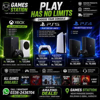 PS4/PS5/PS3 & XBOX ALL MODELS SERIES S/X | GAME STATION SALES