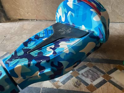 Blue Military Hoverboard 8" inche tyer with bluetooth speaker and LED