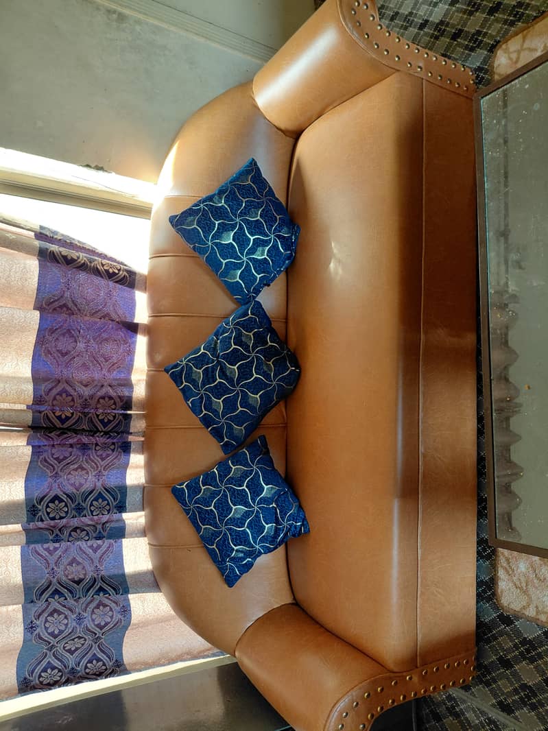 Leather cover sofa set without table 1