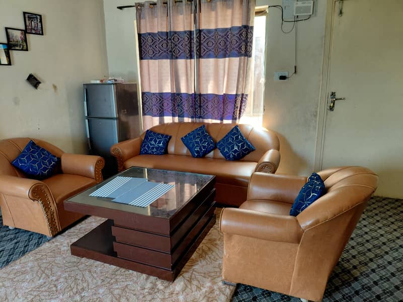 Leather cover sofa set without table 2