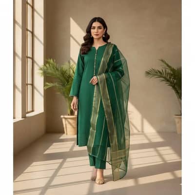 3pc Women unstitched plain suit | Rs 2900