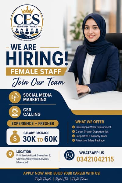 Hiring Alert – Female Office Staff Required at Crown Employment