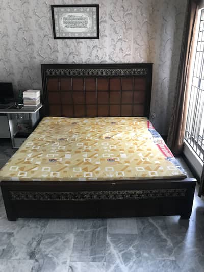 King size solid wooden Bed frame with Durafoam mattress.