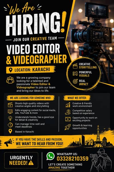 Video editor and video grapher required