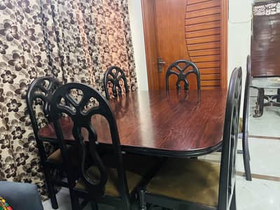 6 seater wooden dining table set