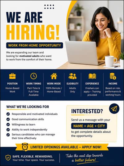 WE ARE HIRING MALE AND FEMALE STAFF FOR ONLINE WORK