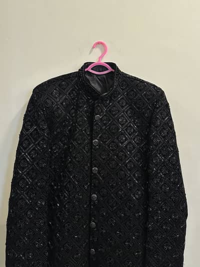 Black Embroidered Sherwani for Sale