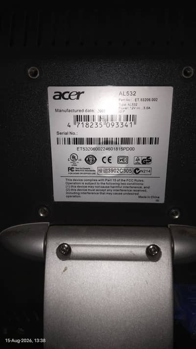 Acer LCD (Monitor) with speakers "15" inches