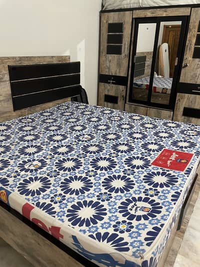 bed with mattress cupboard set
