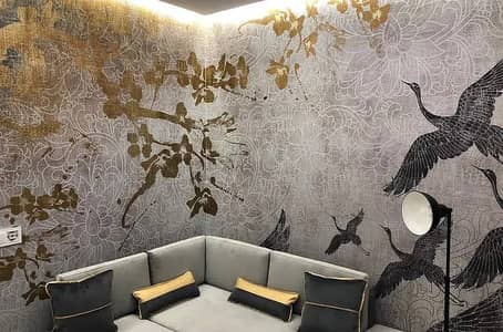 Pvc wallpaper-Pvc wall panel-Wpc fluted panel-Window blinds-Wood floor