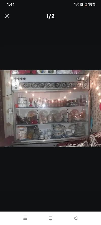wooden crockrey showcase with cabinet