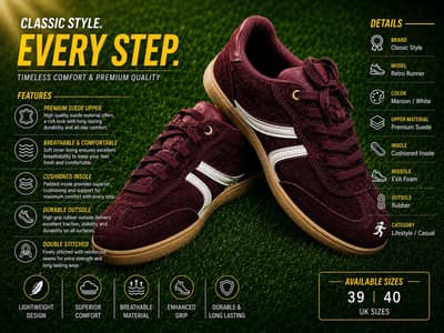 Branded Thrift Shoes | Retro Runner Sneakers | Maroon/White