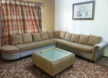 7 Seater L Shaped Sofa Set with Center Table for Sale