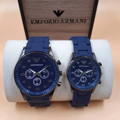 ⌚ ARMANI-STYLE CHRONOGRAPH COUPLE WATCH SET 