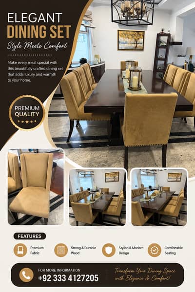 dining table/wooden wooden table/8 person table/wooden chairs