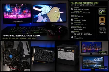 Complete Gaming PC Setup|GTX 1060 3GB|i5-4590|16GB RAM|Dual Monitors