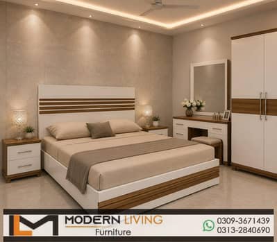 Bed Set King Bed With 2 Side Tables Dressing Table 3 Doors Wardrobe