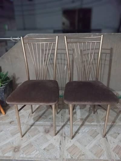 2 - Dinning chairs with iron frame and foam poshish