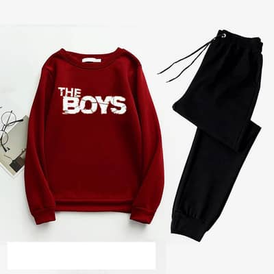Men Maroon Printed Track Suit Polyester Daily Wear