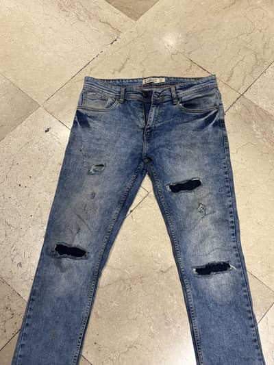 One brand | Men’s Ripped Jeans 32 Waist | Blue Denim Jeans