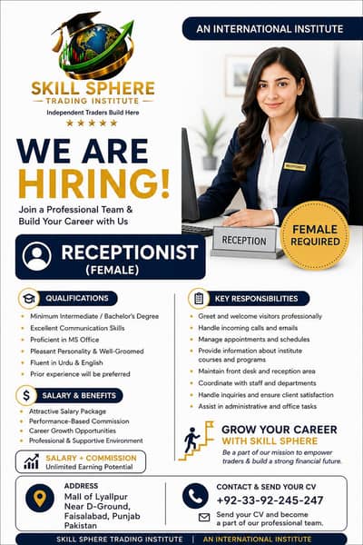 FEMALE FRONT DESK & CLIENT RELATIONS EXECUTIVE WANTED