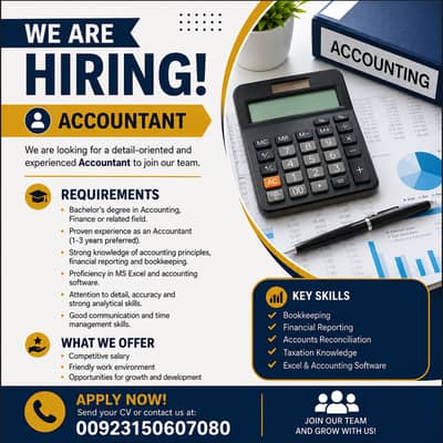 Accountant Required | Urgent Hiring | Male Jobs | Jobs
