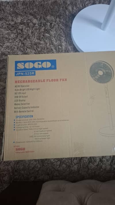 Sogo pedestal rechargeable remote control fan