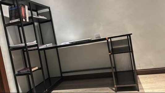 Reversible hutch home office work station bookcase writing desk table