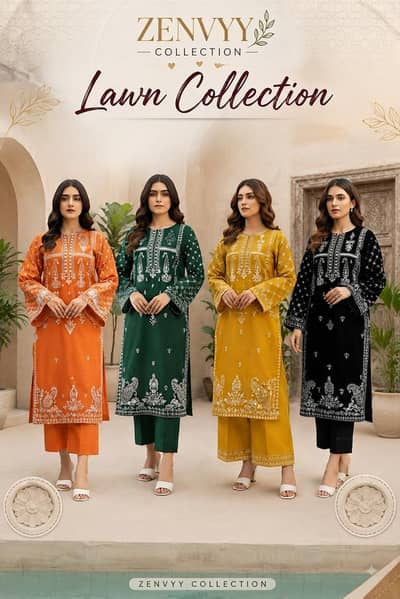 Women 2 piece embroidered lawn suit | Premium lawn  | COD available