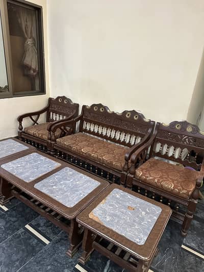 One sofa with 2 chairs sofa type with tables