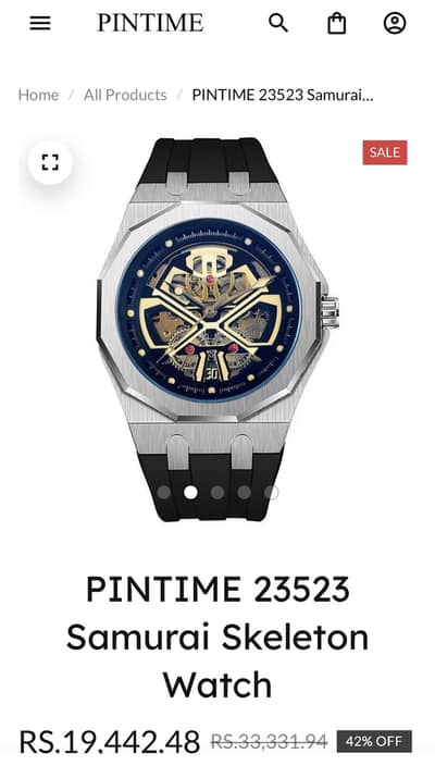 PINTIME 23523 Samurai Skeleton Watch