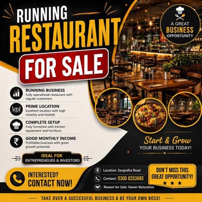 Running restaurant for sale