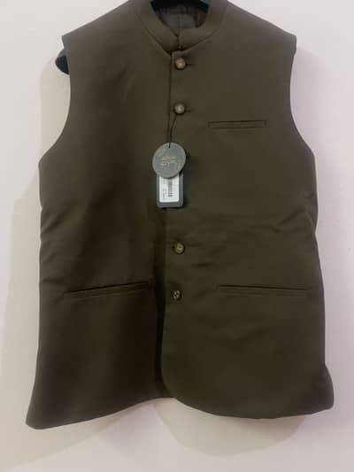 Brand New Men’s Kurta Shalwar with Waistcoat –  Dark Brown