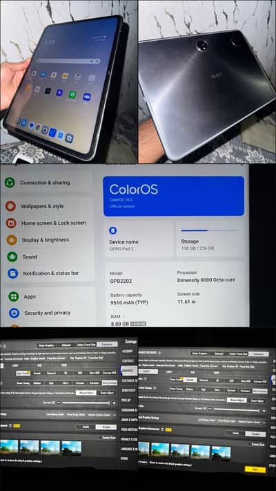 Oppo pad 2 .  Pubg 120fps supported 8/256 gb