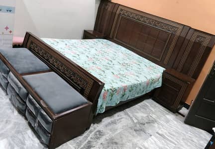 Double BED SET with Side Table & Dressing