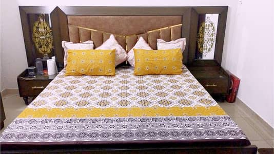 Mint Condition King Size Bed + 2 Side Tables (Used 1 Week Only)