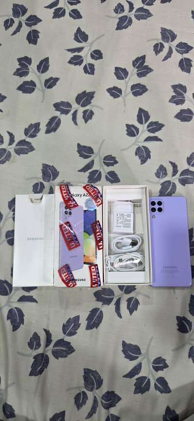 Samsung Mobile A22 6/128 with box complete accessories
