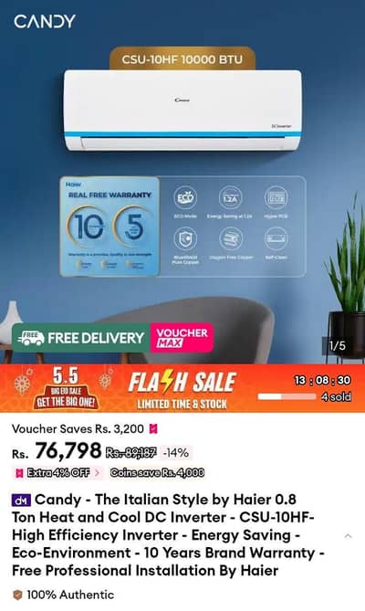 Candy (Haier) DCinverter AC(Haier). almost new. . only 1 month used.